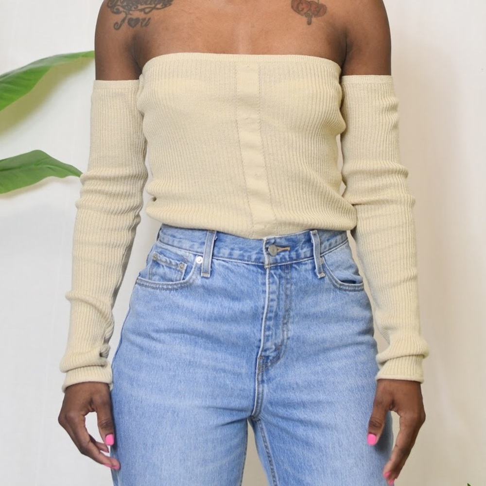 ASOS Nude Off The Shoulder Crop - Picture 2 of 4